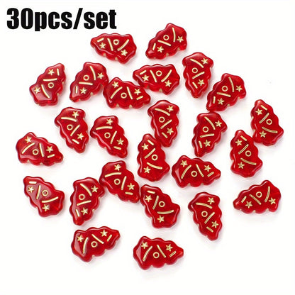 30pcs/set Shiny Christmas Tree Acrylic Beads