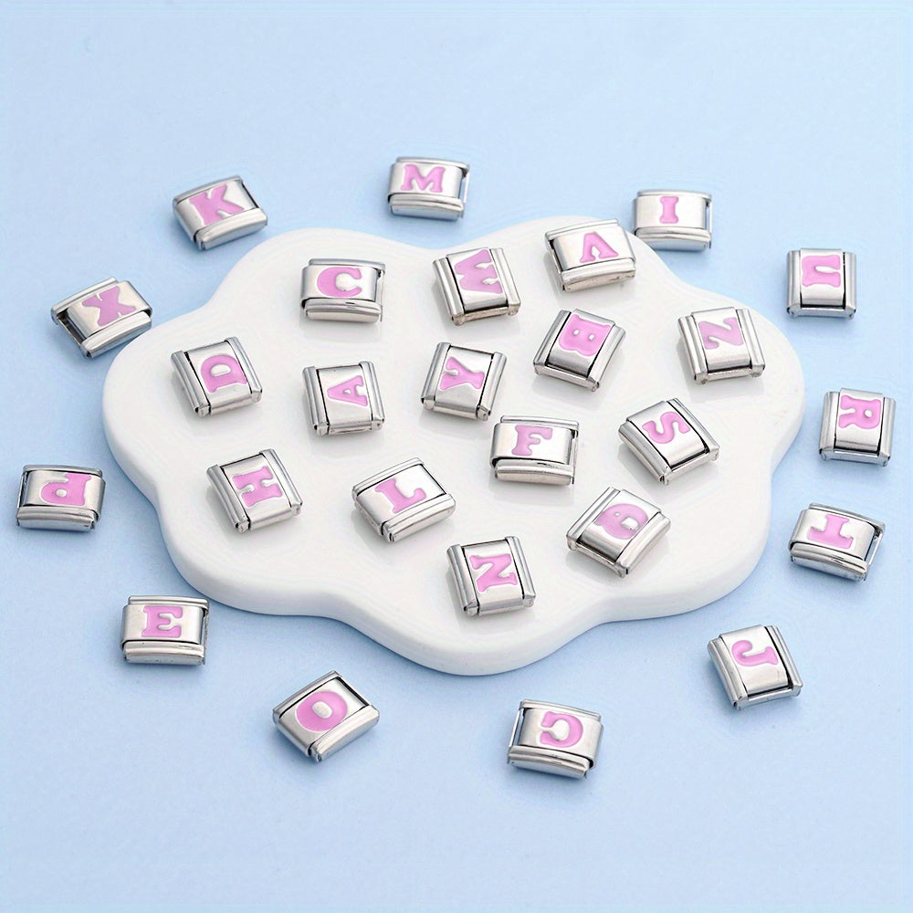 Pink Letter Stainless Steel Bead