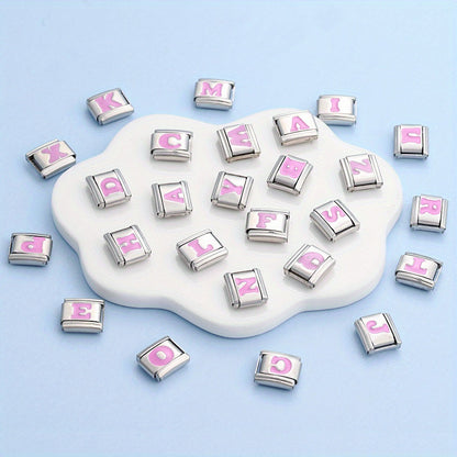 Pink Letter Stainless Steel Bead