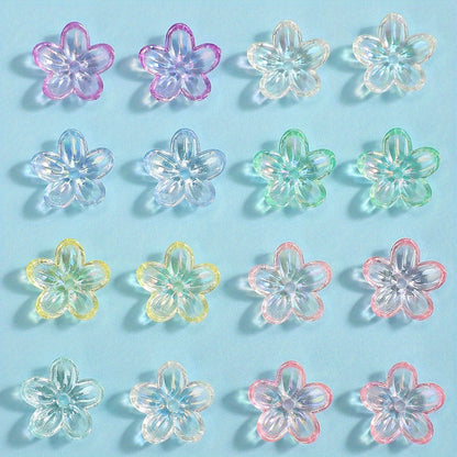Clear Five-Petal Flower Acrylic Beads