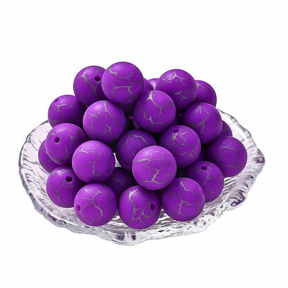 10pcs Crack Printed Silicone Spacer Beads
