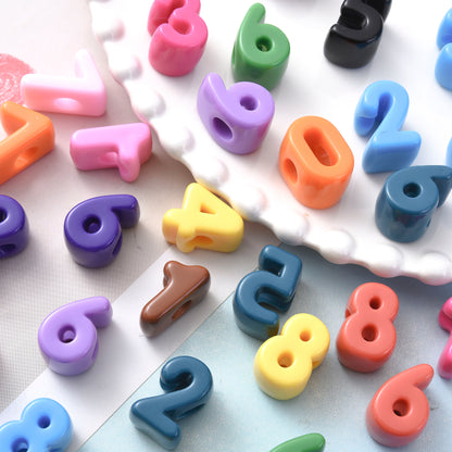 20pcs 10-20mm Colorful Number Acrylic Beads