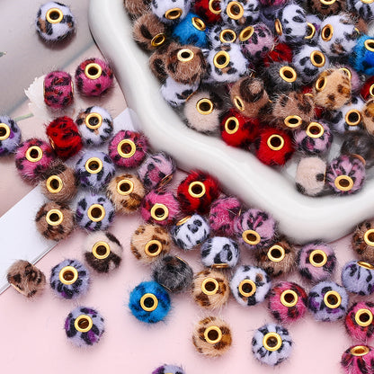 Leopard Print Plush Ball Beads