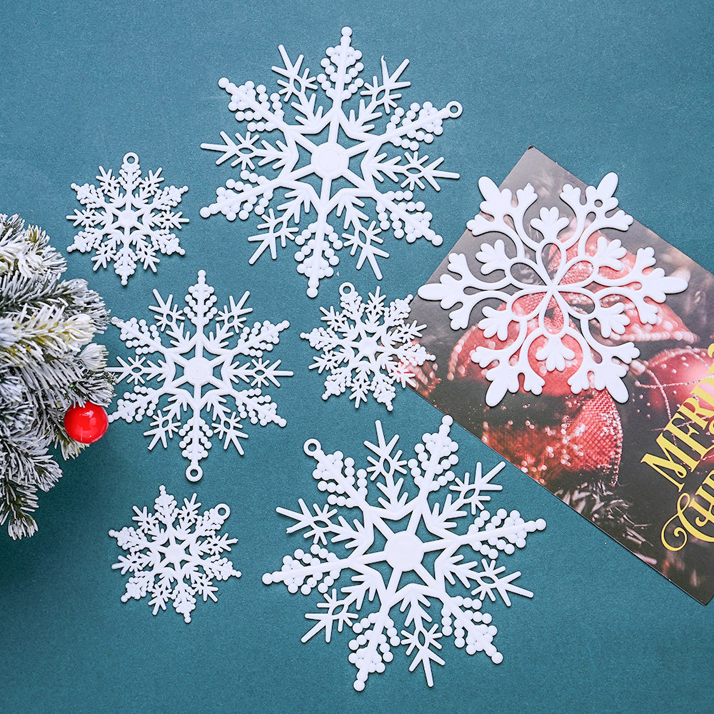 White Glitter Snowflake Hanging Ornaments