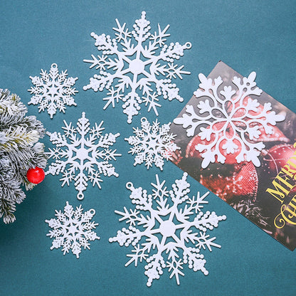 White Glitter Snowflake Hanging Ornaments
