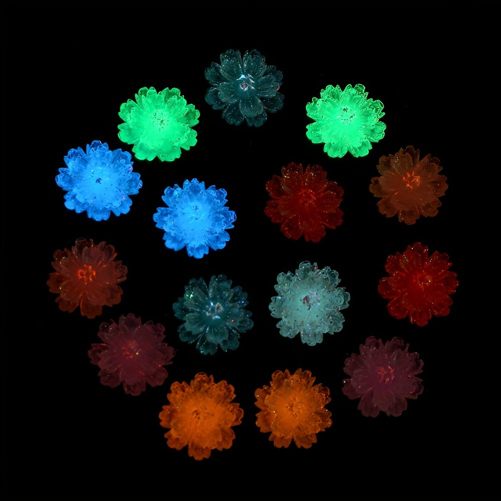 20PCS 17mm Luminous Flower Acrylic Bead Set