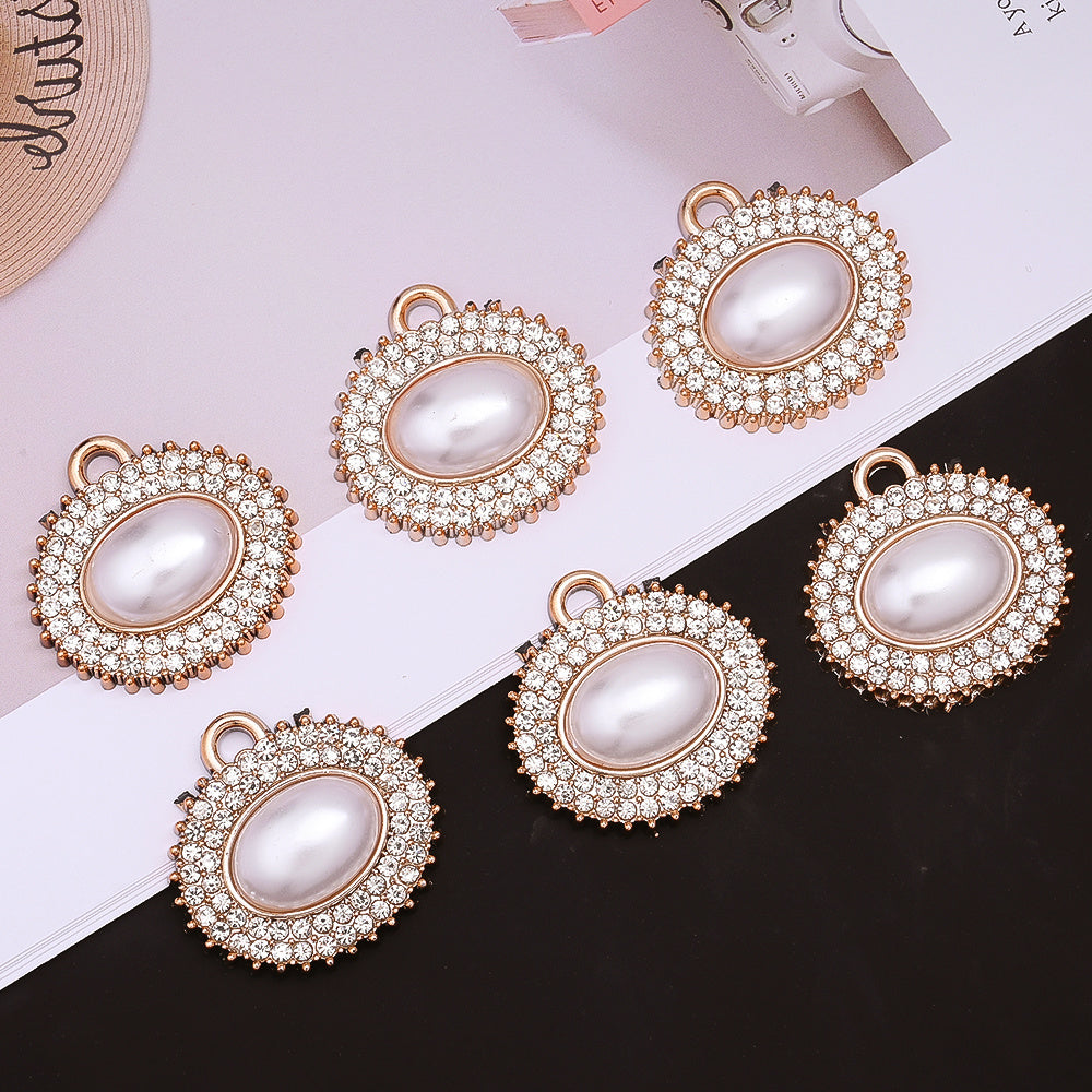 Rose Golden Pearl Rhinestone Pendants