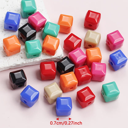 100-Piece 7 mm Multicolor Luminous Square Acrylic Beads