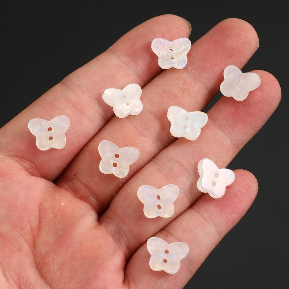 20PCS White AB Butterfly Resin Double-Hole Buttons