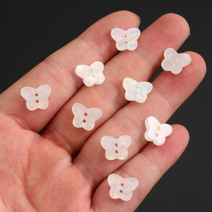 20PCS White AB Butterfly Resin Double-Hole Buttons