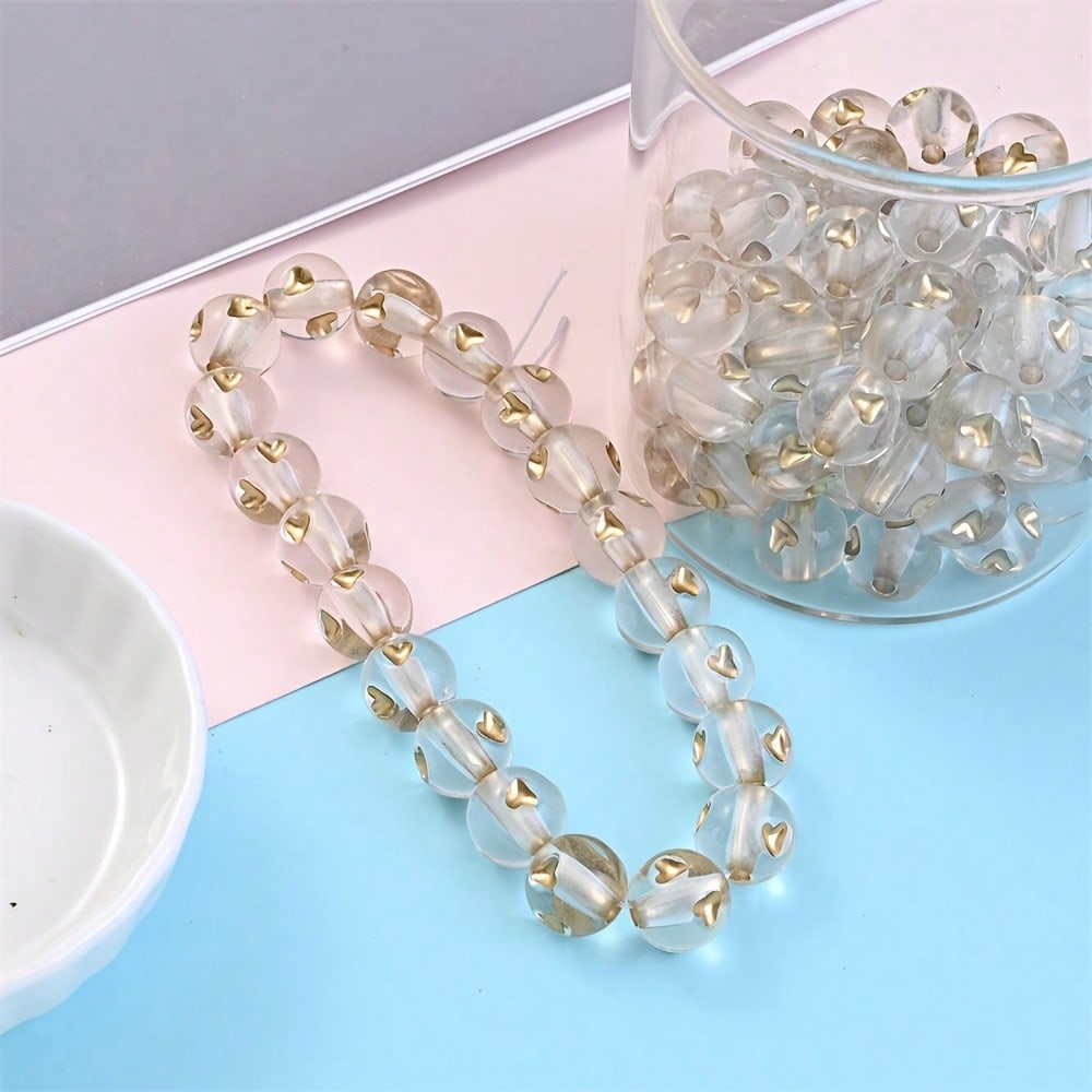 50pcs 12mm Clear Acrylic Heart Beads