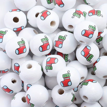 Christmas Wooden Pattern Beads