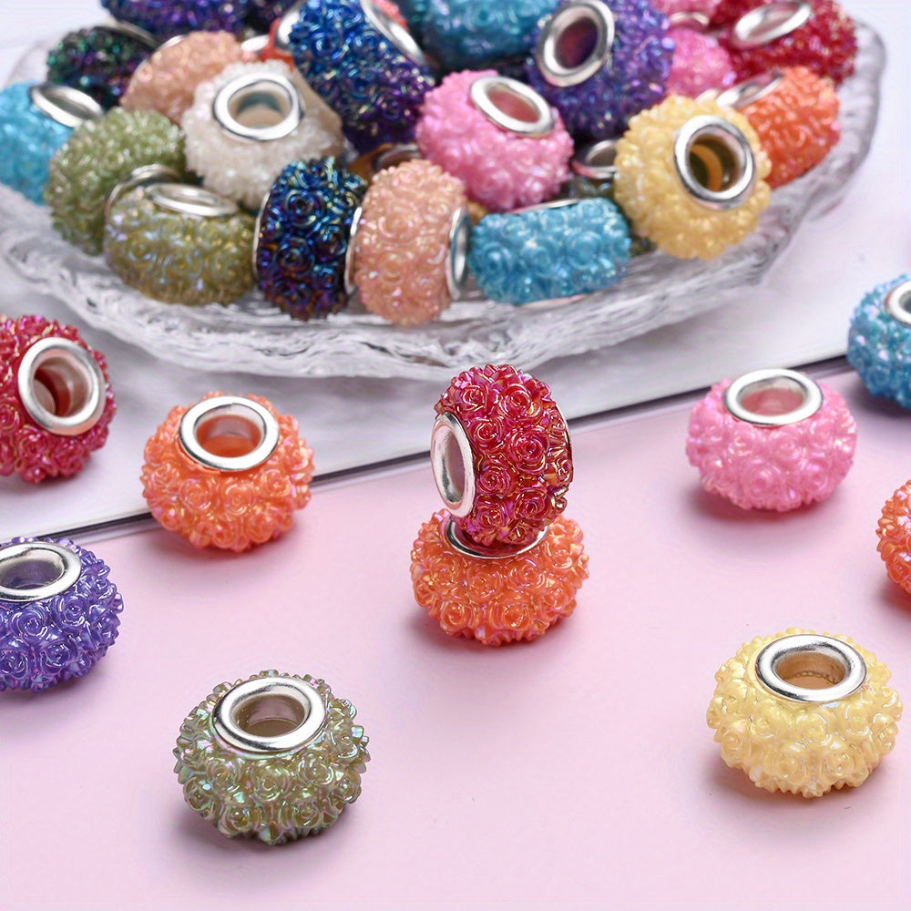 Colorful Flower Acrylic Large Hole Spacer Beads