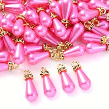 Multicolor Acrylic Imitation Pearl Waterdrop Charms