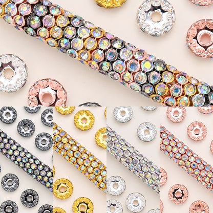 30/50pcs 12mm Wave Rhinestone Alloy Spacer Beads
