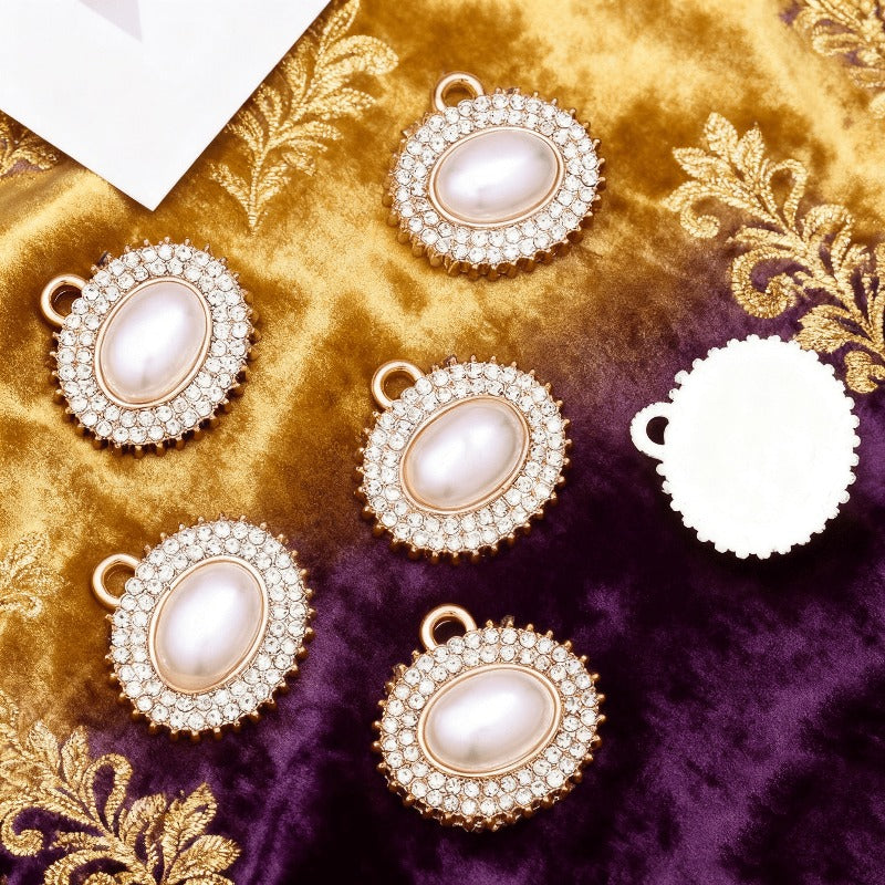 Rose Golden Pearl Rhinestone Pendants