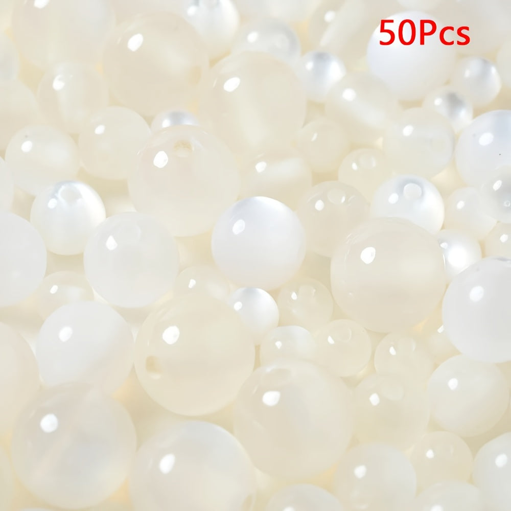 White Acrylic Round Beads