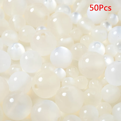 White Acrylic Round Beads