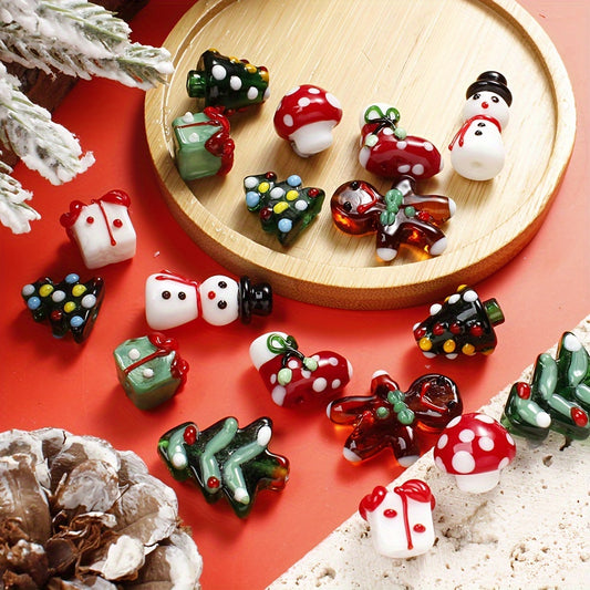2pcs Christmas Glass Pattern Beads