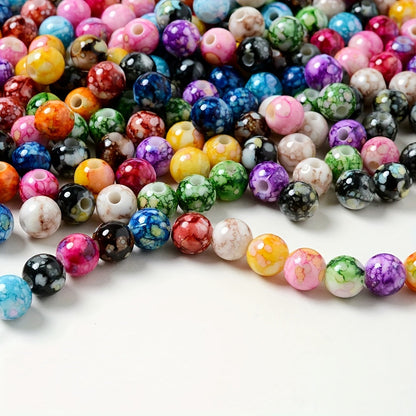 8 mm Mixed Color Cracked Acrylic Beads