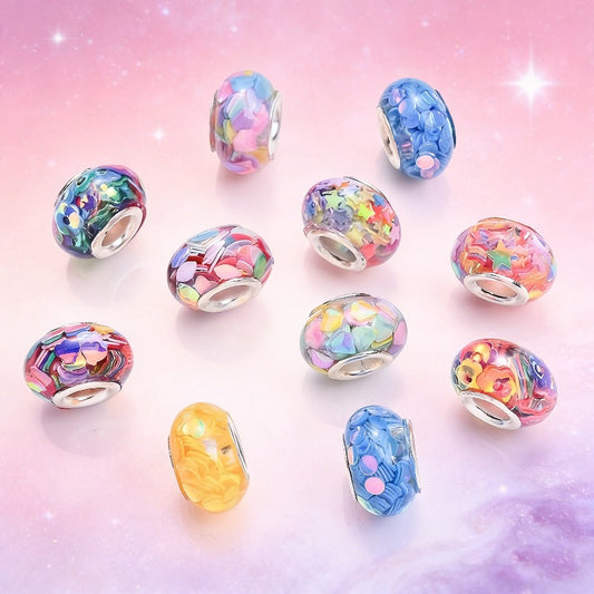 20pcs/set 14mm Romantic Heart-Shaped Sequins Large Hole Beads Multi-Color