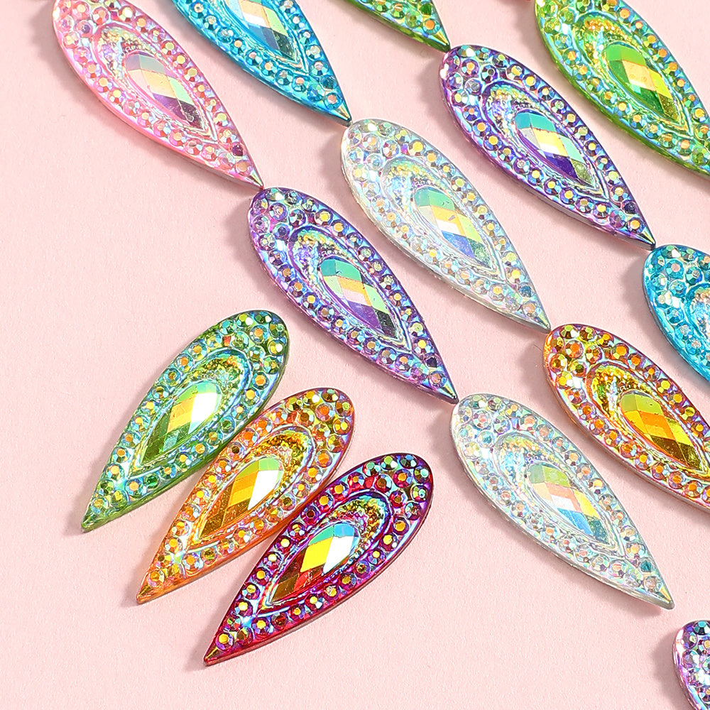 AB Iridescent Resin Teardrop Ornaments