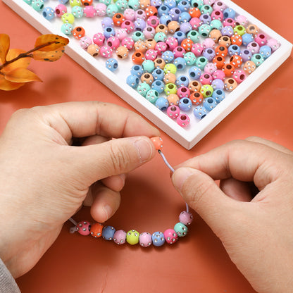 50/100pcs 7x8.4mm Random Multicolor Acrylic Round Beads