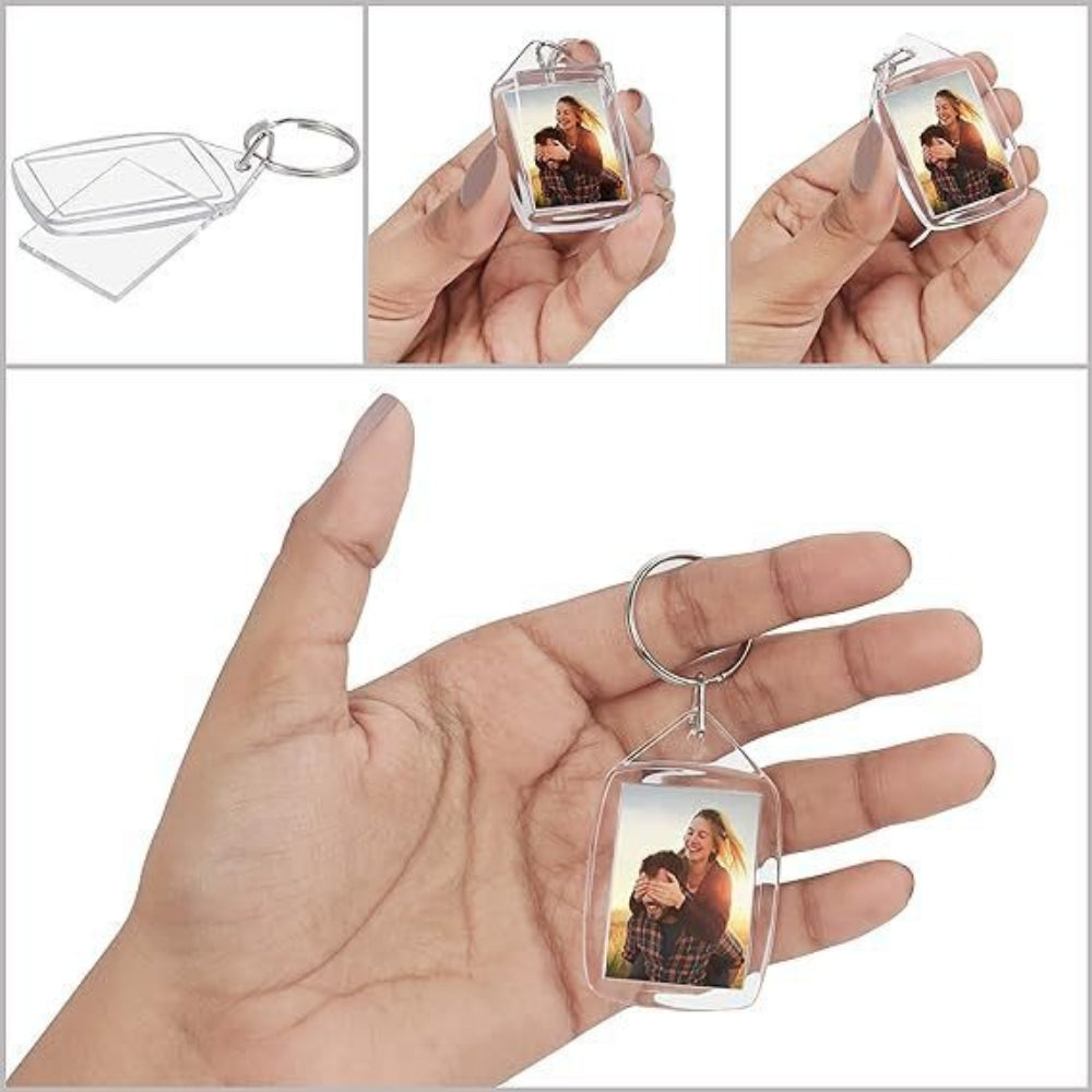20pcs Blank Photo Frame Keychains Set Acrylic Clear Double-Sided Photo