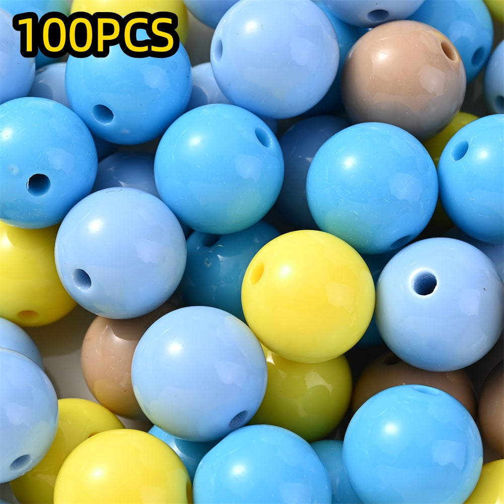 50/100pcs Solid Color Acrylic Round Beads