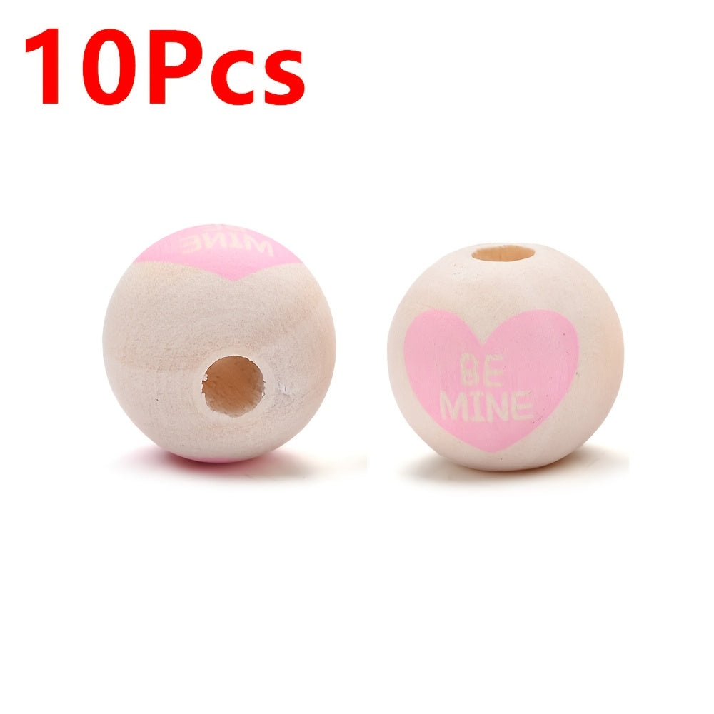 Valentine's Day Printed Wooden Spacer Beads