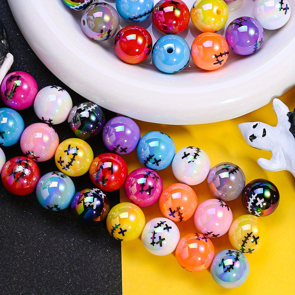 10pcs Halloween Ghost Graffiti Acrylic AB Beads