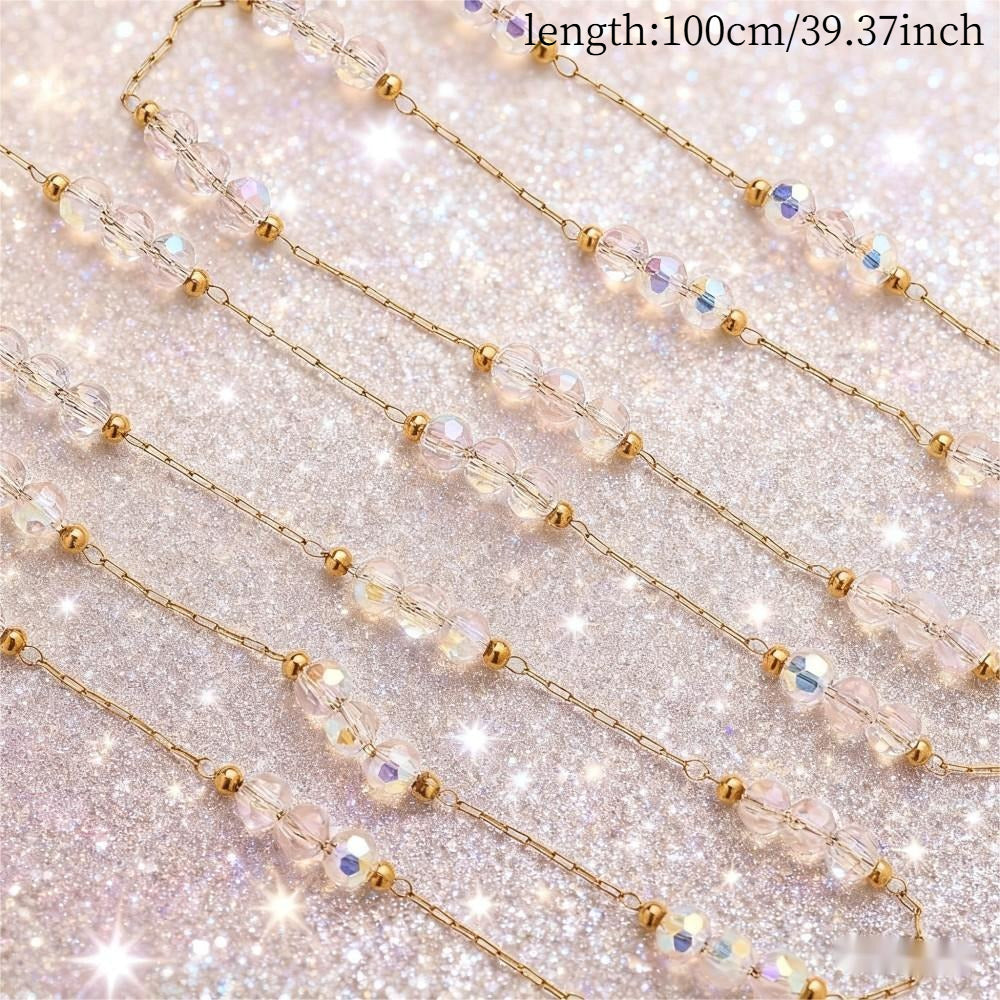 1m Colorful Shiny Pink Glass Bead Chain