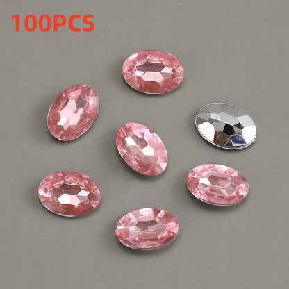 100pcs Oval Rhinestone Flat Back Acrylic Beads
