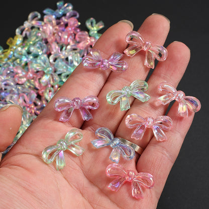 50pcs AB Mixed Color Hollow Bowknot Beads