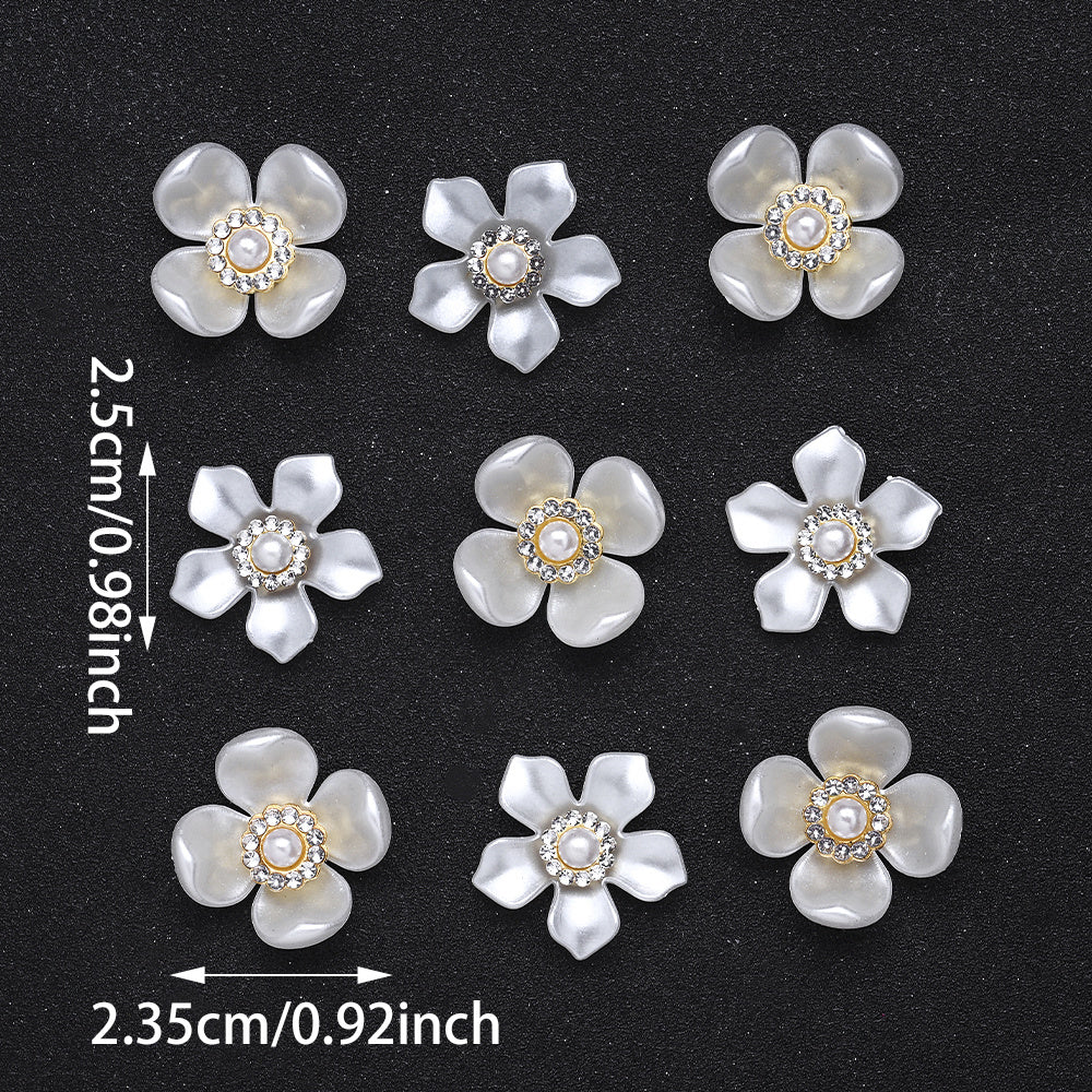 20pcs/set Flower Charm Beads with Artificial Pearl and Rhinestone
