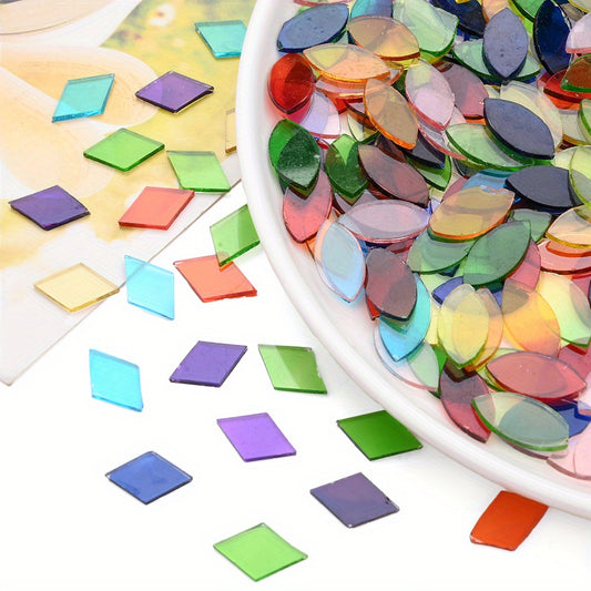 100pcs 14x9mm / 16x8mm Multicolor Mosaic Glass Leaf Beads
