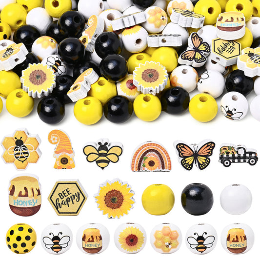 Wooden Bee Sunflower Beads Set