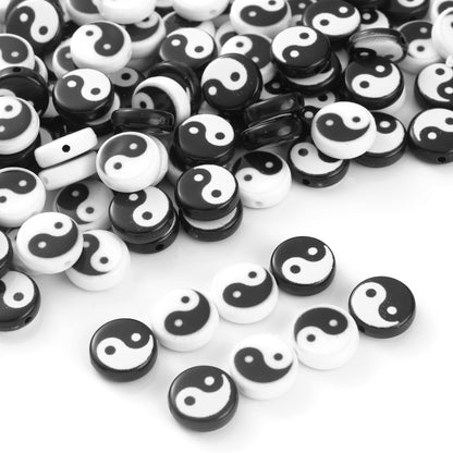 50/150pcs Yin-Yang Acrylic Beads