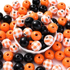 Halloween Buffalo Plaid Wooden Beads