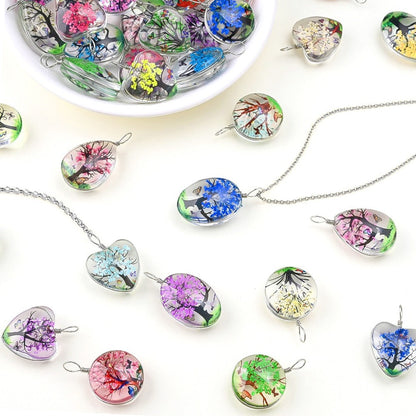 16-Piece Dried Flower Glass Pendant Charms