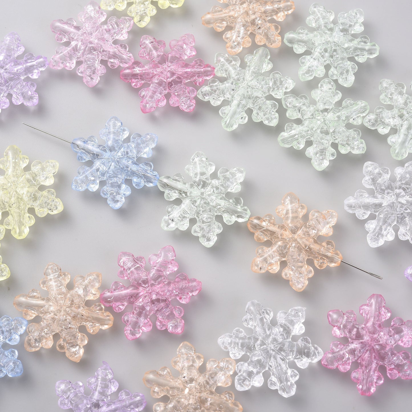 10PCS 27×31mm Snowflake Acrylic Spacer Bead Set