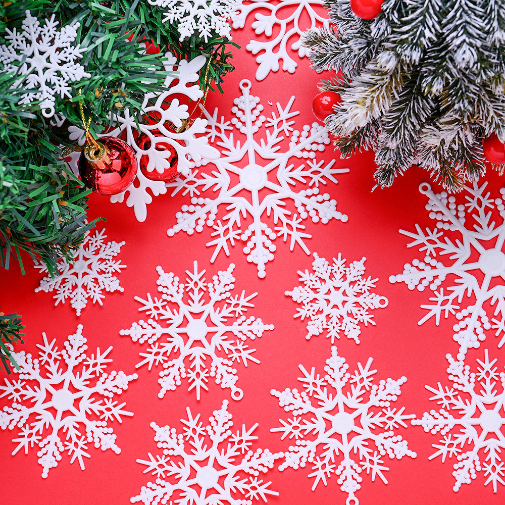 White Glitter Snowflake Hanging Ornaments