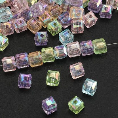 50/100pcs 8mm Ice Shape Square Faceted Acrylic Beads