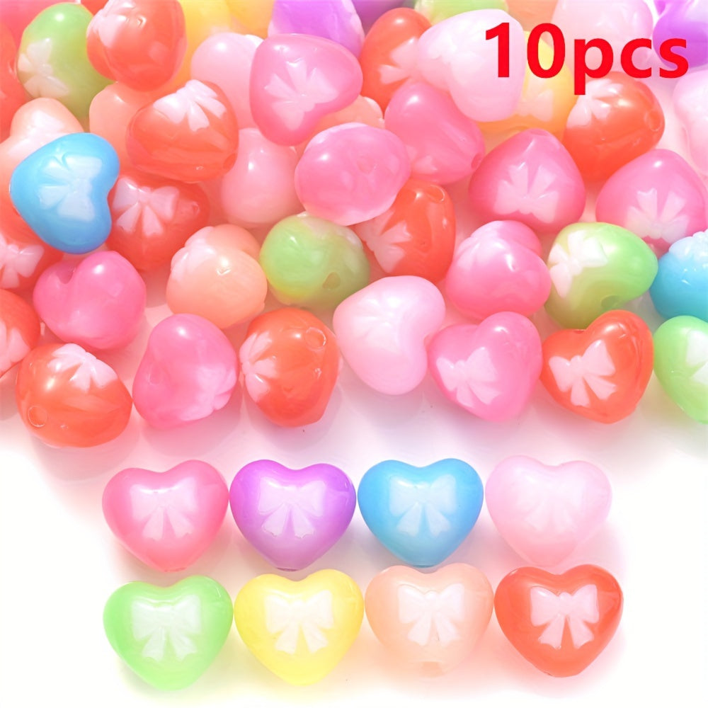 Heart Bow Pattern Acrylic Beads