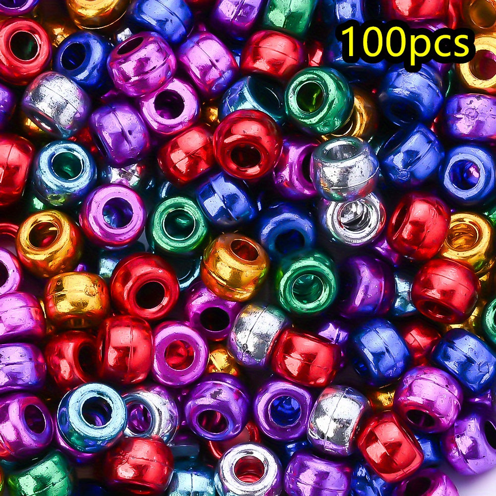 100pcs 5x9mm Shiny Laser Color Acrylic Pony Beads