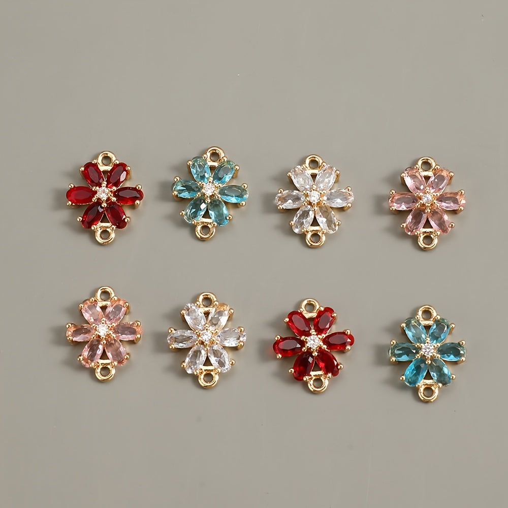 Glass Flower Rhinestone Connectors