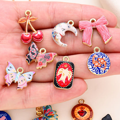 16PCS Color Printed Zinc Alloy Pendant Set
