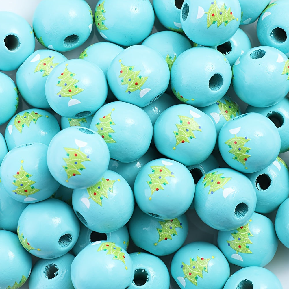 Christmas Wooden Pattern Beads