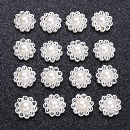 White Imitation Pearl Sunflower Flatback Beads