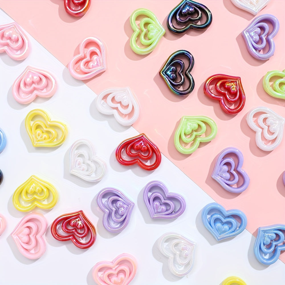 10PCS 23×30mm Three-Layer Heart Acrylic Bead Set